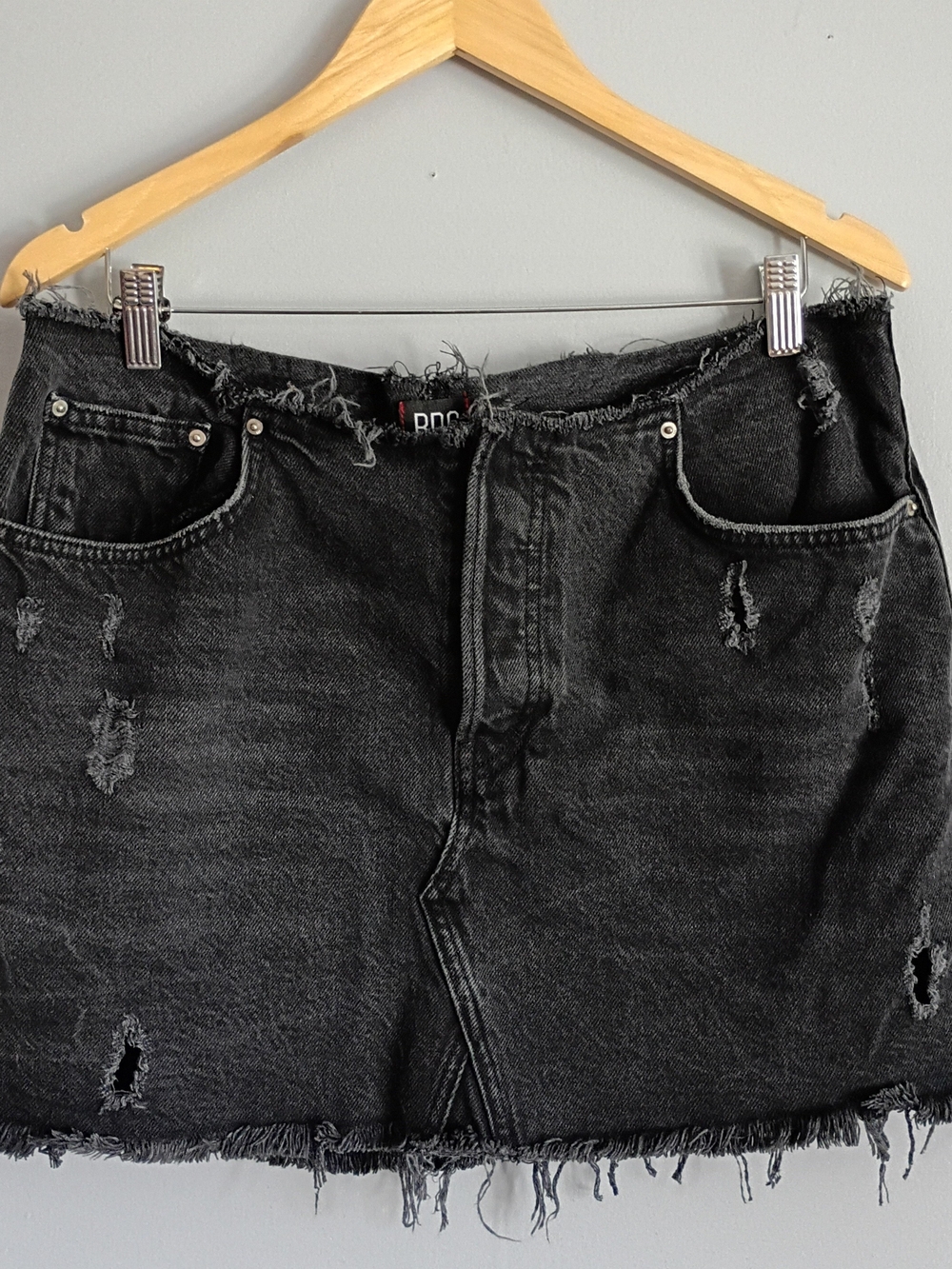 BDG Distressed Black Denim Mini Skirt XL